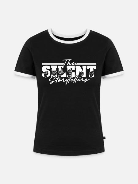 ASL Dolmetscher Gebärdensprache - Frauen Kontrast-T-Shirt - Schwarz/Weiß