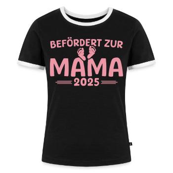 Werdende Mutter 2025 - Frauen Kontrast-T-Shirt - Schwarz/Weiß - Vorne - Selfina (174cm)