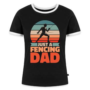 Fechten Fechter Vater Just A Fencing Dad - Frauen Kontrast-T-Shirt - Schwarz/Weiß - Vorne - Selfina (174cm)