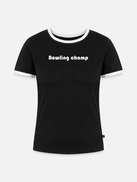 Bowling - Bowling champ - Frauen Kontrast-T-Shirt - Schwarz/Weiß