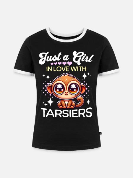 Koboldmaki Mädchen Tarsier - Frauen Kontrast-T-Shirt - Schwarz/Weiß