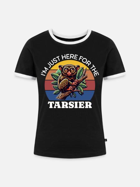 Tarsier Koboldmaki - Frauen Kontrast-T-Shirt - Schwarz/Weiß