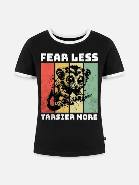 Tarsier Koboldmaki - Frauen Kontrast-T-Shirt - Schwarz/Weiß
