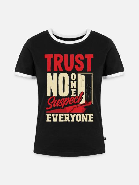 Krimidinner, Krimi-dinner - Frauen Kontrast-T-Shirt - Schwarz/Weiß