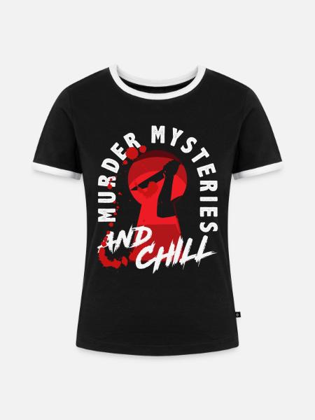 Krimidinner, Krimi-dinner - Frauen Kontrast-T-Shirt - Schwarz/Weiß
