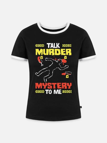 Krimidinner, Krimi-dinner - Frauen Kontrast-T-Shirt - Schwarz/Weiß