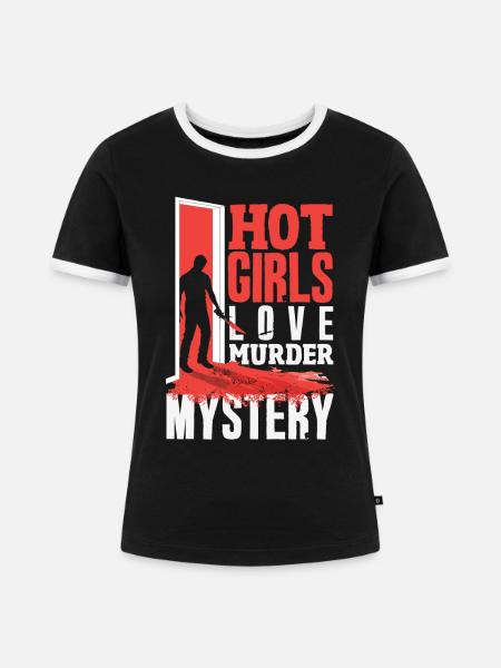 Krimidinner, Krimi-dinner - Frauen Kontrast-T-Shirt - Schwarz/Weiß