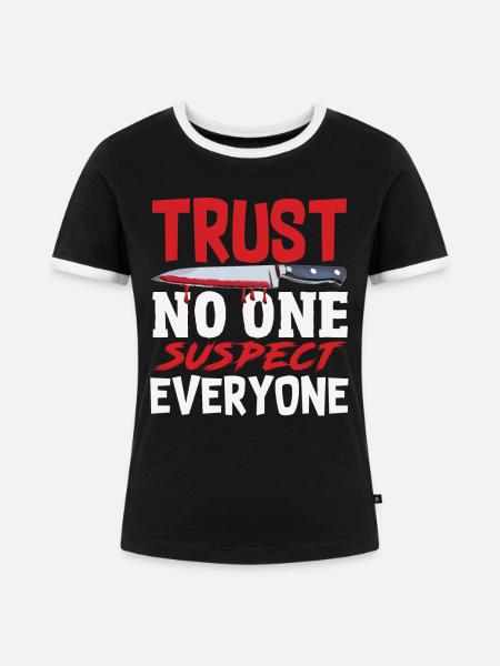 Krimidinner, Krimi-dinner - Frauen Kontrast-T-Shirt - Schwarz/Weiß