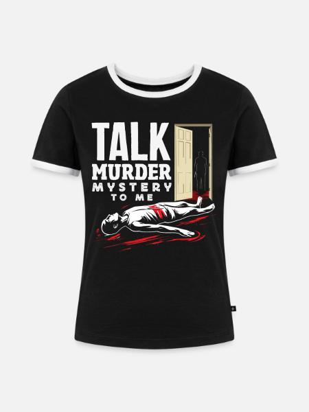 Krimidinner, Krimi-dinner - Frauen Kontrast-T-Shirt - Schwarz/Weiß