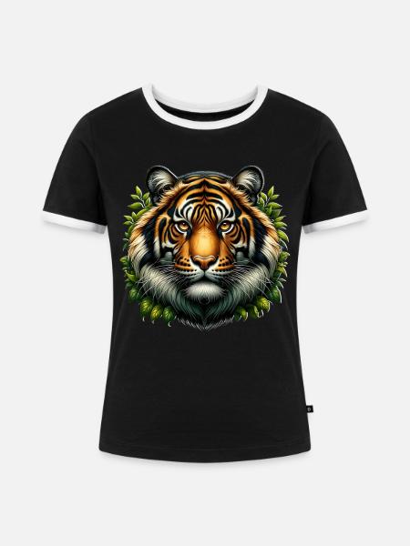 Sumatra Tiger - Frauen Kontrast-T-Shirt - Schwarz/Weiß