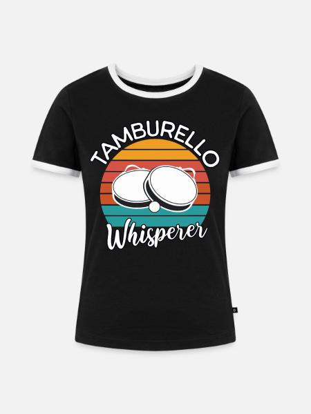Tamburello Flüsterer - Frauen Kontrast-T-Shirt - Schwarz/Weiß