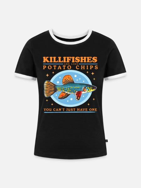 Eierlegende Zahnkarpfen Killifish Geschenk - Frauen Kontrast-T-Shirt - Schwarz/Weiß