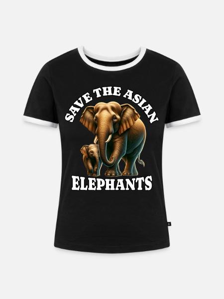 Asiatischer Elefant - Frauen Kontrast-T-Shirt - Schwarz/Weiß