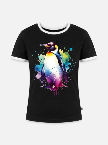 Galapagos Pinguin - Frauen Kontrast-T-Shirt - Schwarz/Weiß