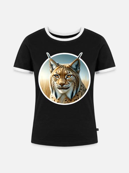 Iberischer Luchs - Frauen Kontrast-T-Shirt - Schwarz/Weiß