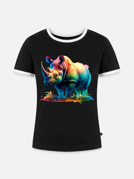 Rhino Nashorn - Frauen Kontrast-T-Shirt - Schwarz/Weiß