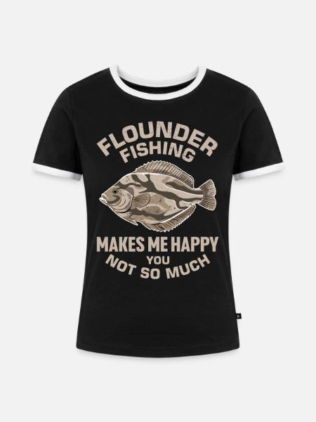 Flunder Fischer Spruch - Frauen Kontrast-T-Shirt - Schwarz/Weiß