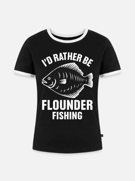 Flunder Fischer Spruch - Frauen Kontrast-T-Shirt - Schwarz/Weiß