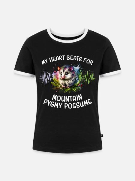Bergbilchbeutler Herzlinie - Frauen Kontrast-T-Shirt - Schwarz/Weiß