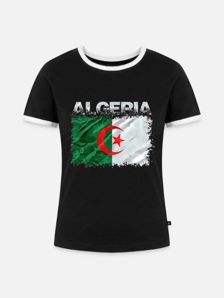 Algerien - Frauen Kontrast-T-Shirt - Schwarz/Weiß