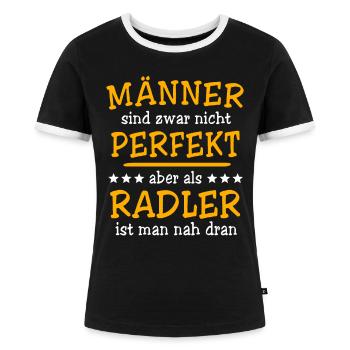 Radler Fahrrad Radeln - Frauen Kontrast-T-Shirt - Schwarz/Weiß - Vorne - Selfina (174cm)