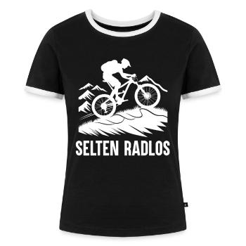 Selten Radlos Fahrrad Mountainbike Rennrad Rad - Frauen Kontrast-T-Shirt - Schwarz/Weiß - Vorne - Selfina (174cm)