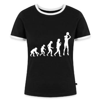 Basketball Tshirt B-Ball Dunking Rebound Spieler - Frauen Kontrast-T-Shirt - Schwarz/Weiß - Vorne - Selfina (174cm)