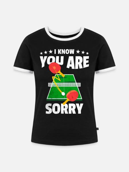 Ping Pong Legende - Frauen Kontrast-T-Shirt - Schwarz/Weiß