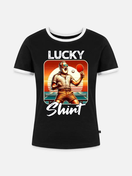 Ping Pong Spieler - Frauen Kontrast-T-Shirt - Schwarz/Weiß