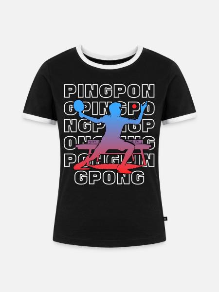 Ping Pong - Frauen Kontrast-T-Shirt - Schwarz/Weiß