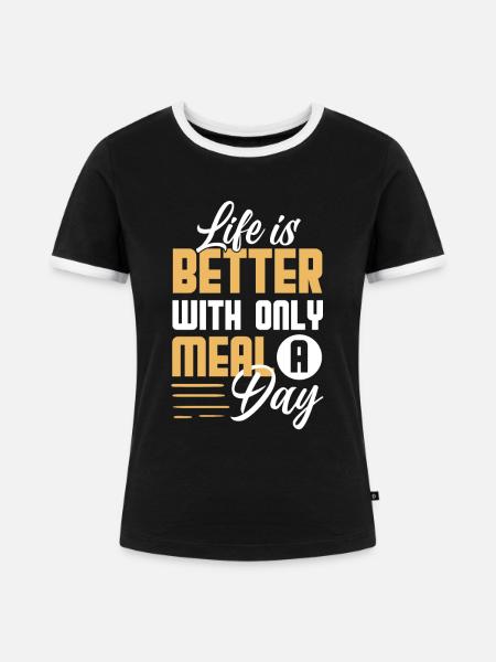 Intermittierendes Fasten Abnehmen - Frauen Kontrast-T-Shirt - Schwarz/Weiß
