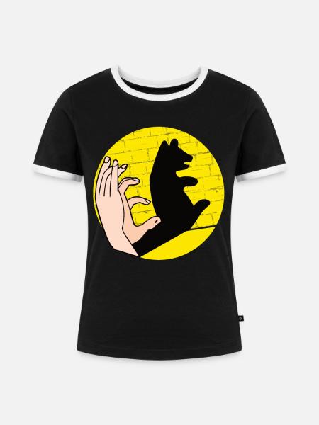Handschattenpuppenspiel Puppen - Frauen Kontrast-T-Shirt - Schwarz/Weiß