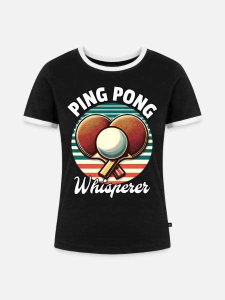 Ping Pong Whisperer - Frauen Kontrast-T-Shirt - Schwarz/Weiß