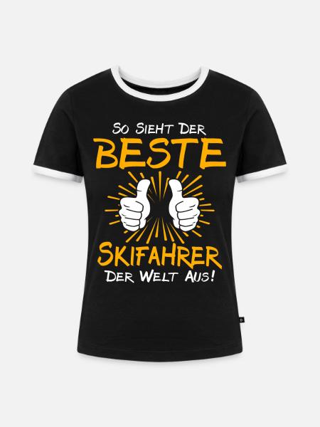 Skifahrer Geschenkidee - Frauen Kontrast-T-Shirt - Schwarz/Weiß