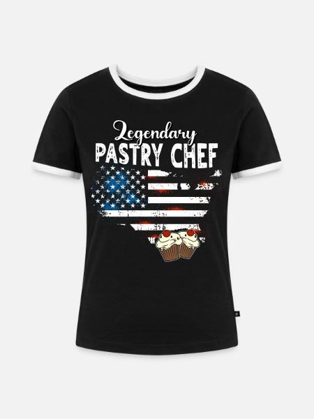 Konditor US - Frauen Kontrast-T-Shirt - Schwarz/Weiß