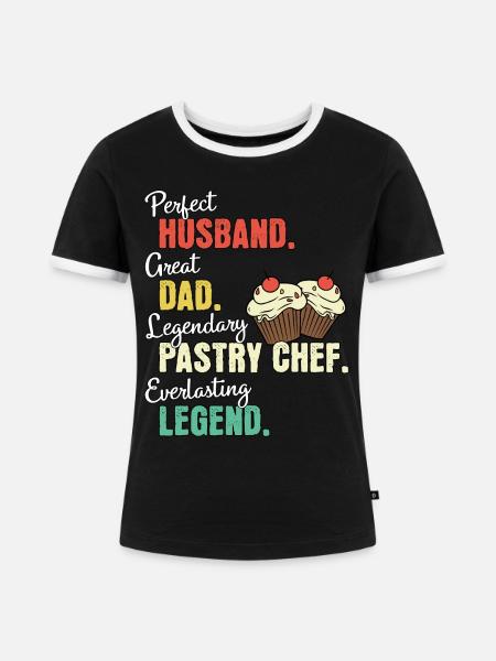 Konditor Papa - Frauen Kontrast-T-Shirt - Schwarz/Weiß
