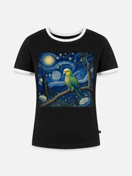 Mönchssittich Starry Night - Frauen Kontrast-T-Shirt - Schwarz/Weiß
