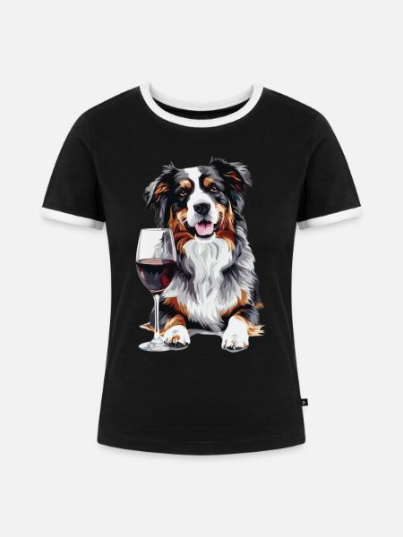 Australischer Schäferhund - Frauen Kontrast-T-Shirt - Schwarz/Weiß