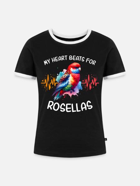 Rosellasittich Herzlinie - Frauen Kontrast-T-Shirt - Schwarz/Weiß