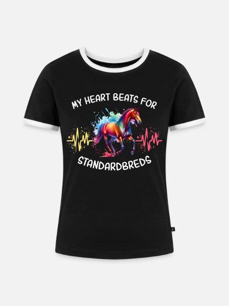 Traber Herzlinie Pferd - Frauen Kontrast-T-Shirt - Schwarz/Weiß