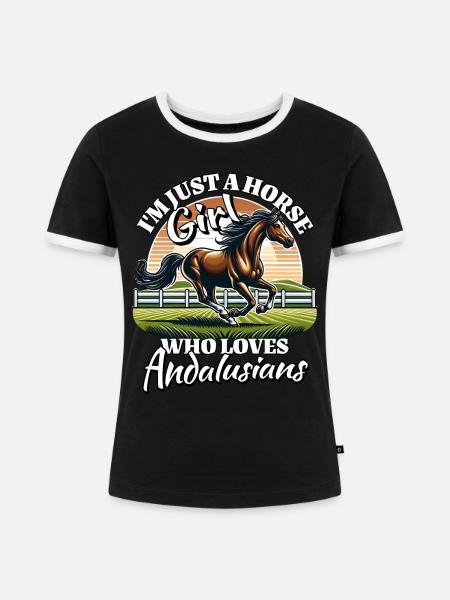 Ich Liebe Andalusier Spruch - Frauen Kontrast-T-Shirt - Schwarz/Weiß
