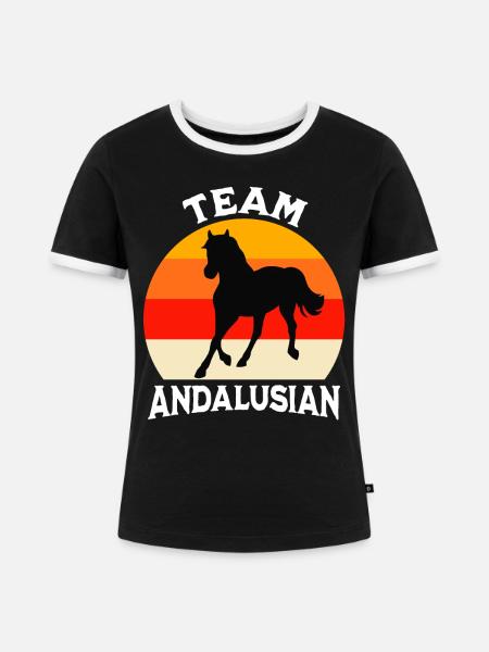 Team Andalusier - Frauen Kontrast-T-Shirt - Schwarz/Weiß