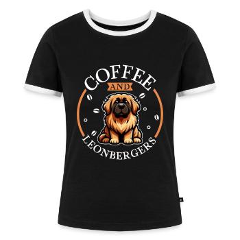 Kaffee und Leonberger - Frauen Kontrast-T-Shirt - Schwarz/Weiß - Vorne - Selfina (174cm)