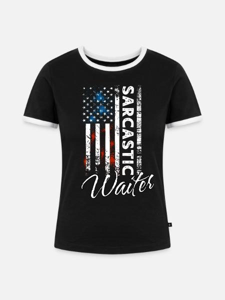 Sarkastischer Kellner - Frauen Kontrast-T-Shirt - Schwarz/Weiß