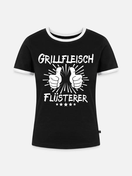 Grillfleisch Flüsterer - Frauen Kontrast-T-Shirt - Schwarz/Weiß