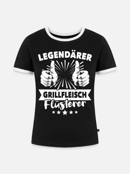 Grillfleisch Legende - Frauen Kontrast-T-Shirt - Schwarz/Weiß