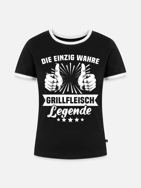 Grillfleisch - Frauen Kontrast-T-Shirt - Schwarz/Weiß
