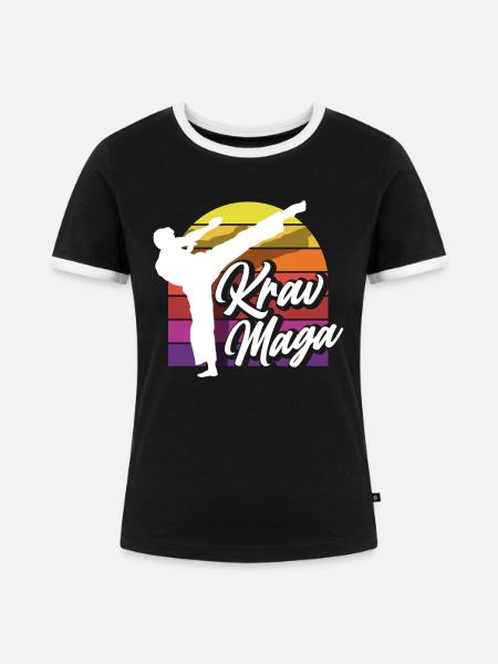 Krav Maga Retro - Frauen Kontrast-T-Shirt - Schwarz/Weiß