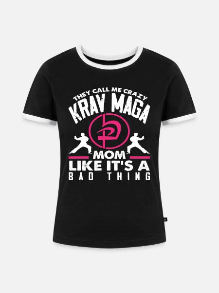 Krav Maga Mama Mutter - Frauen Kontrast-T-Shirt - Schwarz/Weiß
