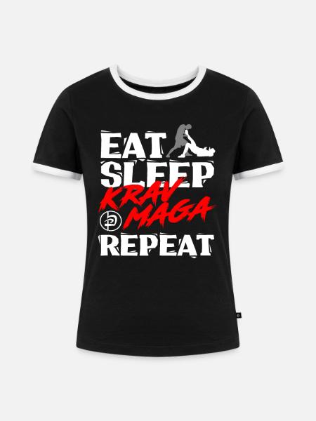 Krav Maga - Frauen Kontrast-T-Shirt - Schwarz/Weiß
